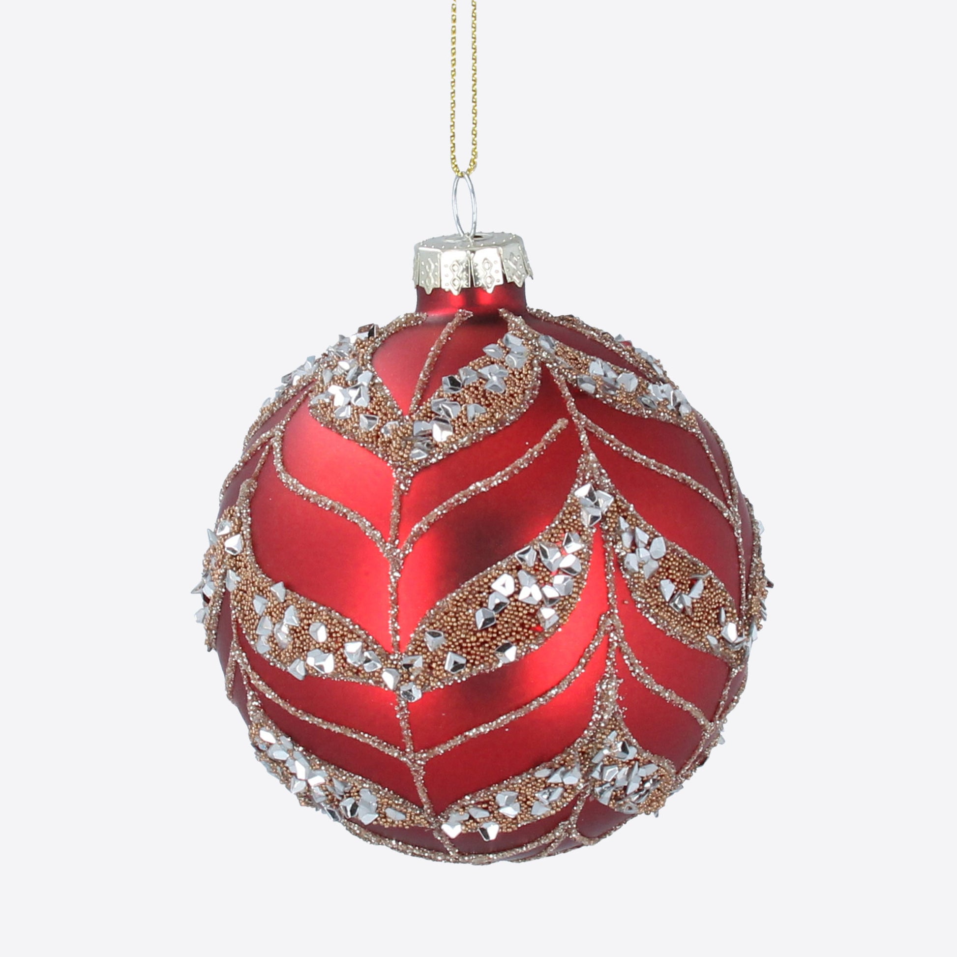 Red Glass Bauble with Gold Swags Not specified