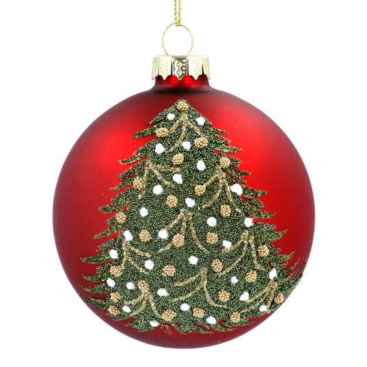 Red Bauble with Beaded Christmas Tree Not specified