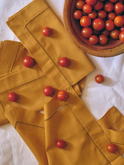 Set of 4 Mustard Linen Napkins Joanna Wood Shop