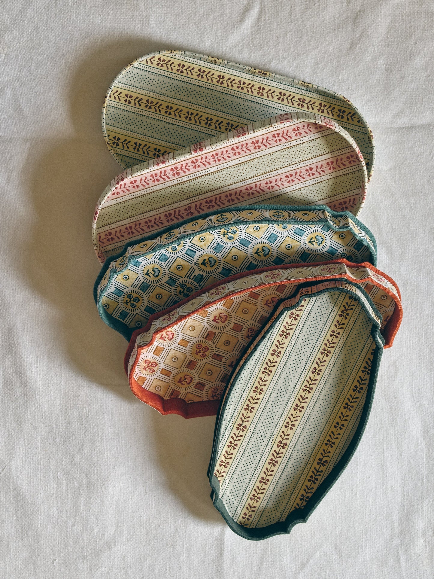 Rust Floral Block Print Paper and Fabric Tray Joanna Wood Shop