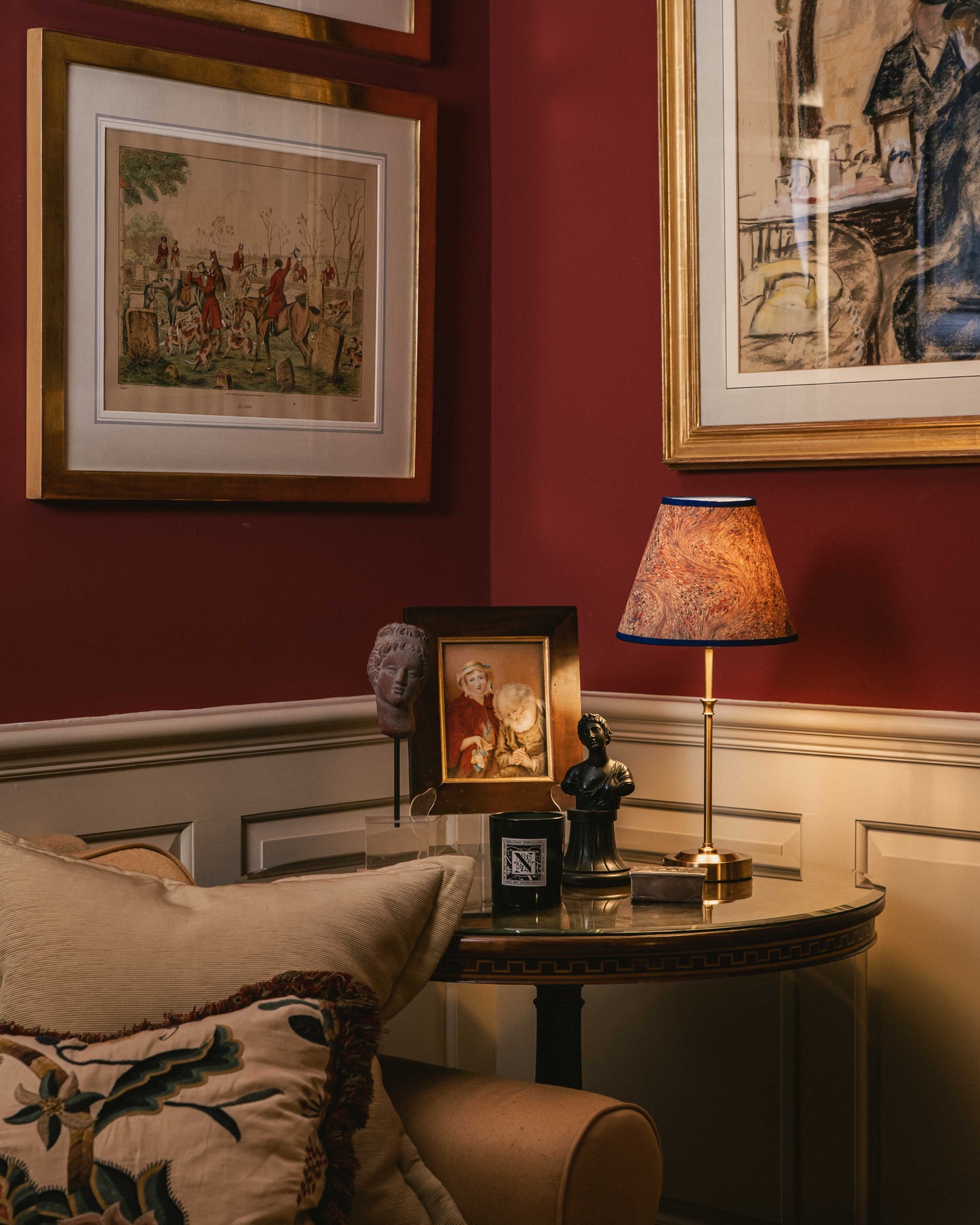 Red, Blue and Taupe Marble Paper 20cm Lampshade