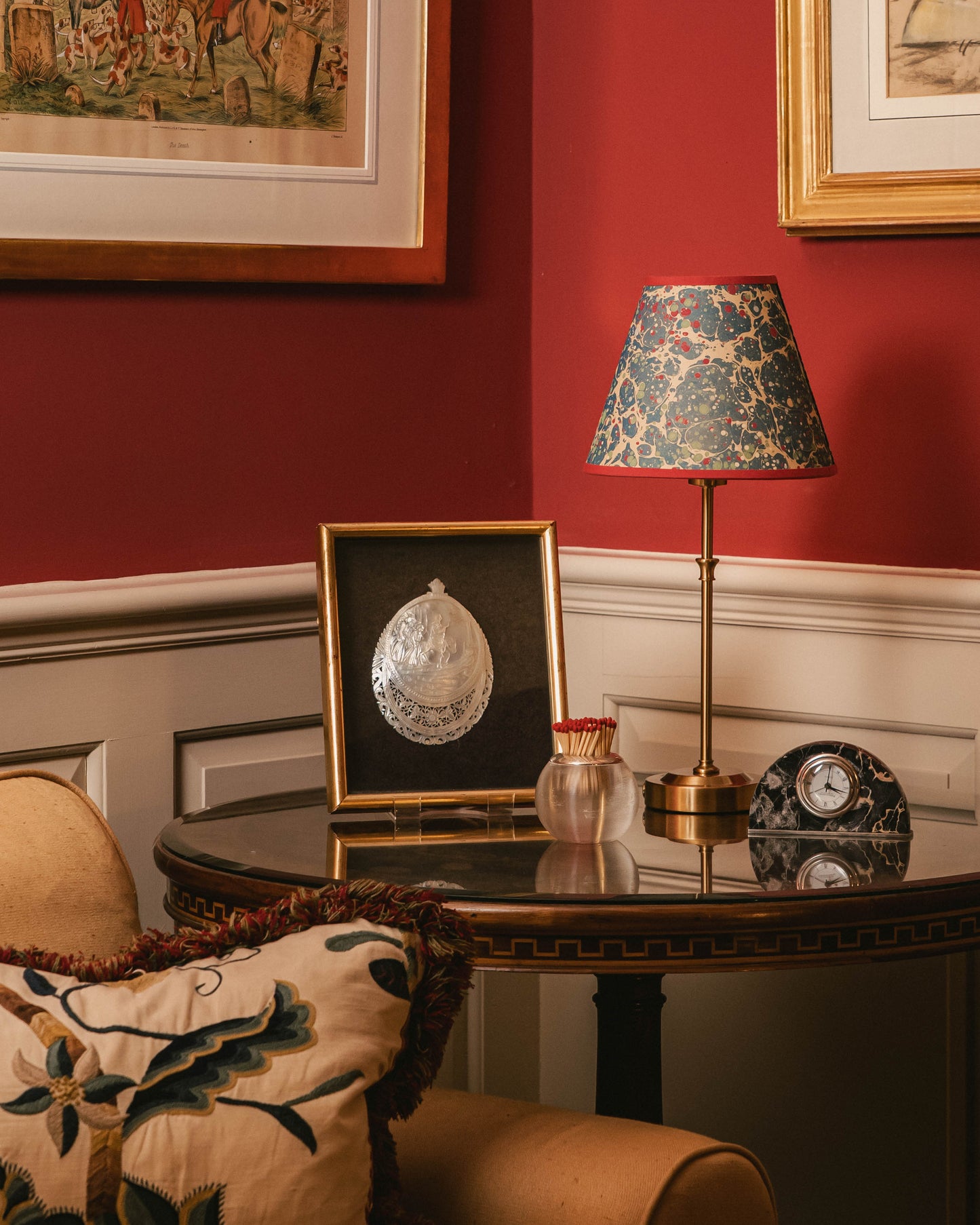 Navy, Green and Red Marble Paper 20cm Lampshade