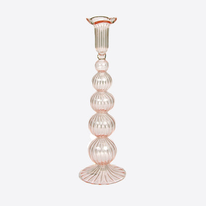 Tall Pink Mouthblown Candlestick Not specified