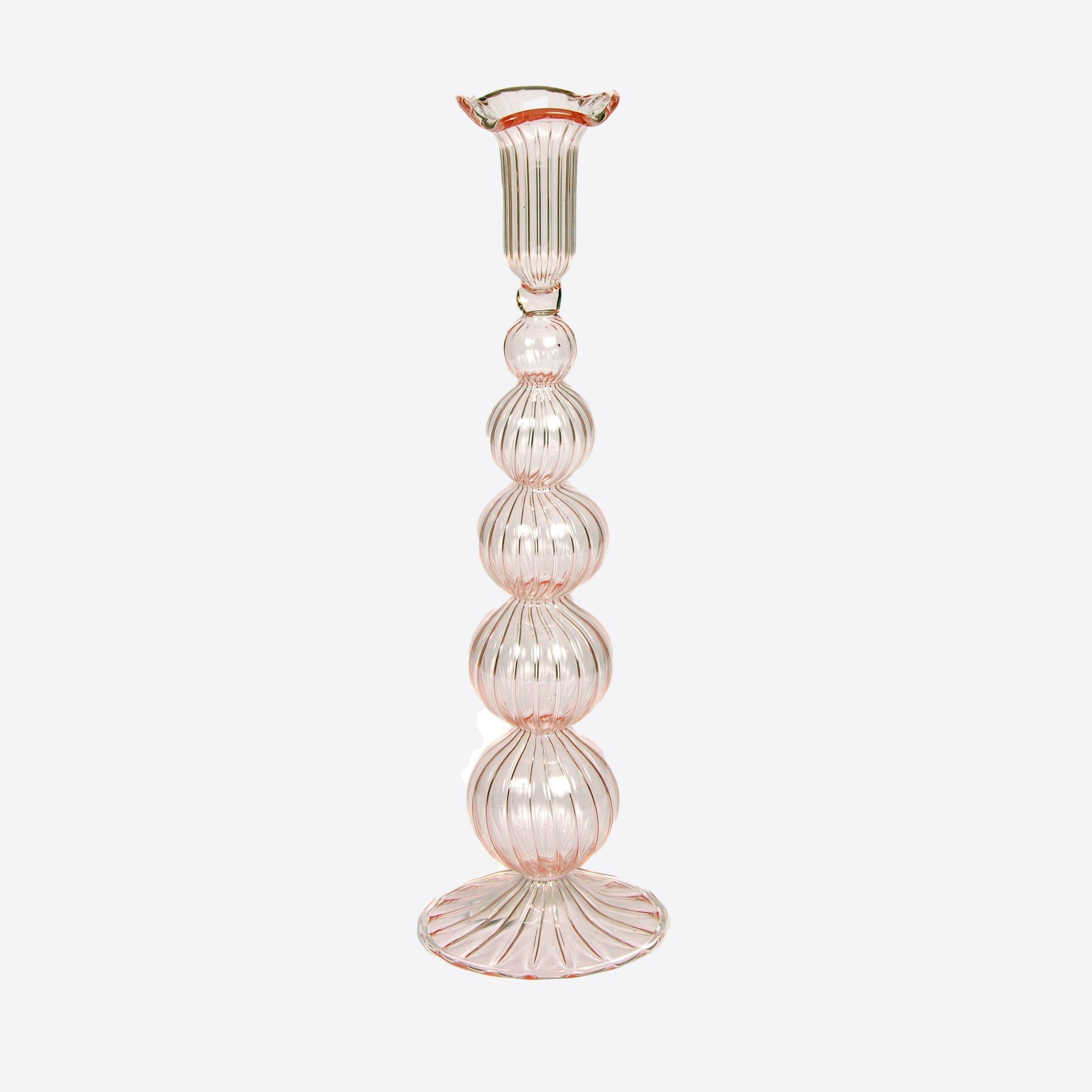 Tall Pink Mouthblown Candlestick Not specified