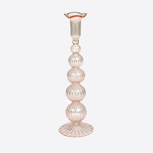 Tall Pink Mouthblown Candlestick Not specified