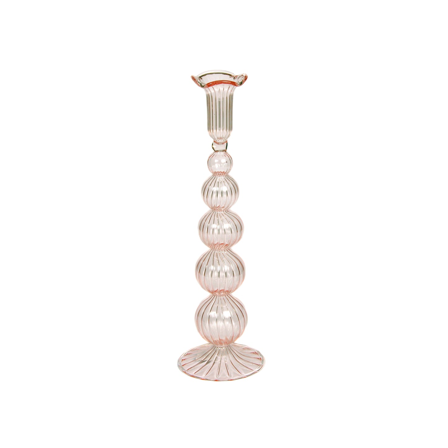 Tall Pink Mouthblown Candlestick Not specified