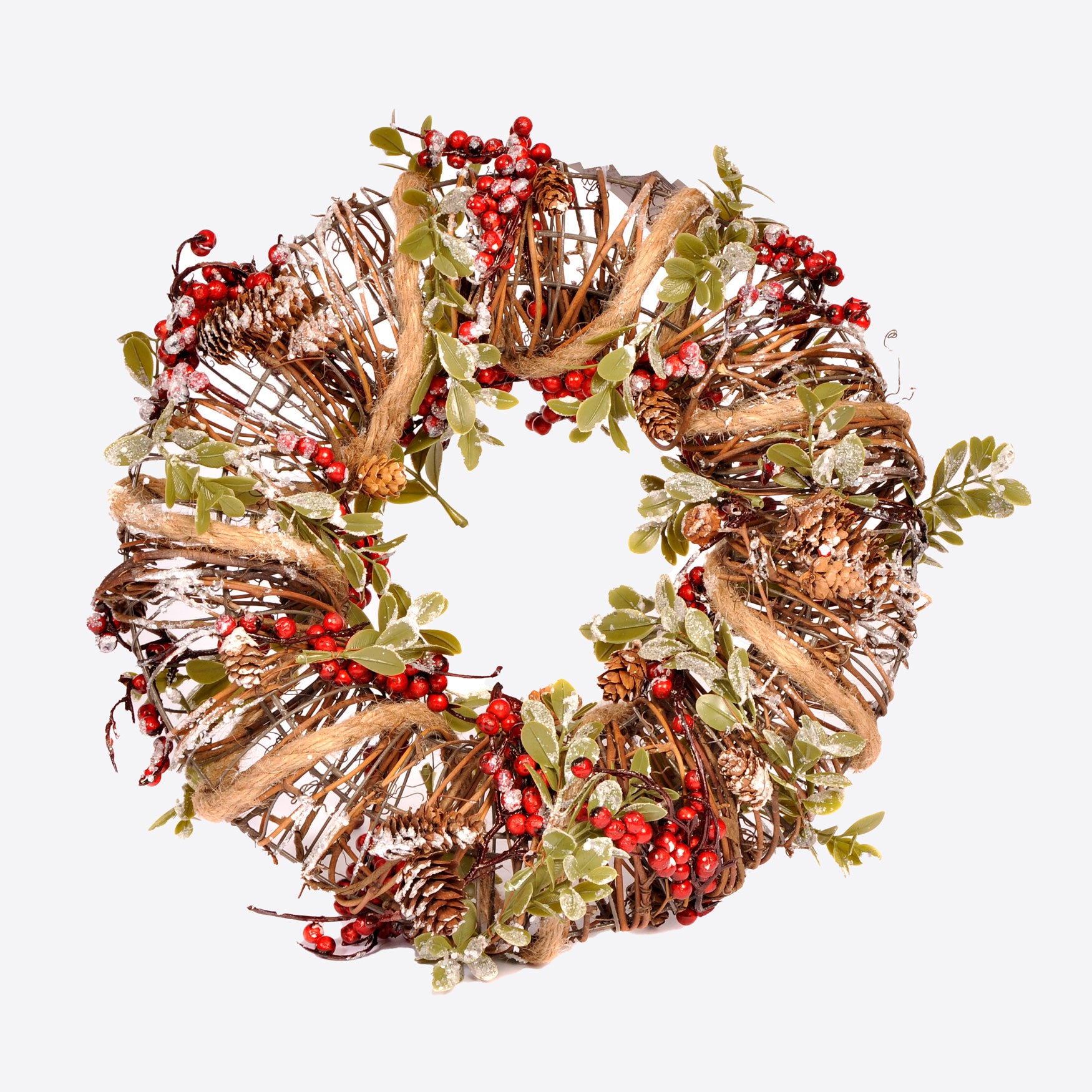 Wire Ring Wreath with Holly and String Not specified