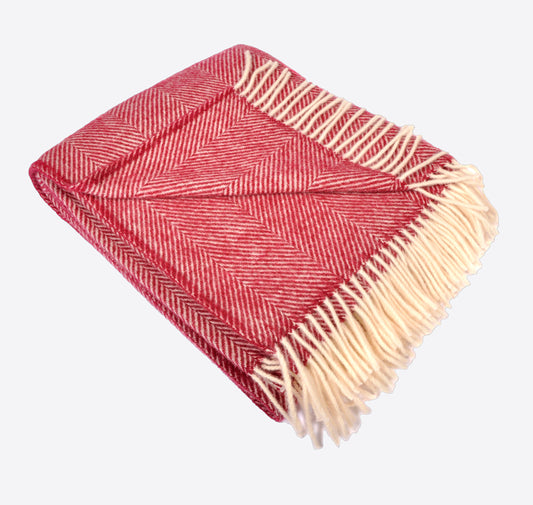 Ruby and White Throw