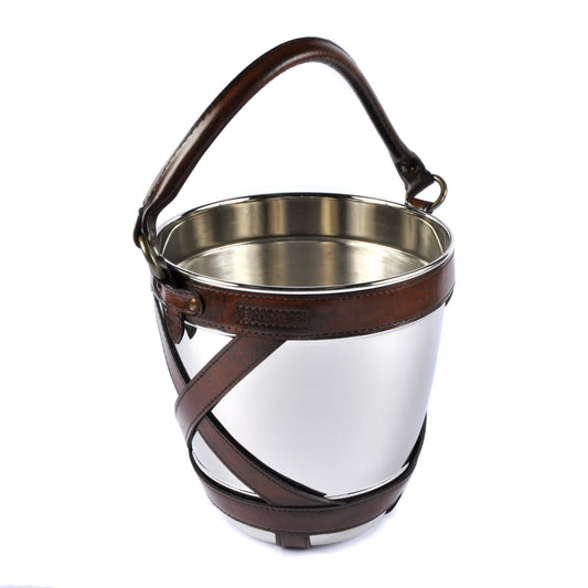 Chrome and Leather Ice Bucket Not specified