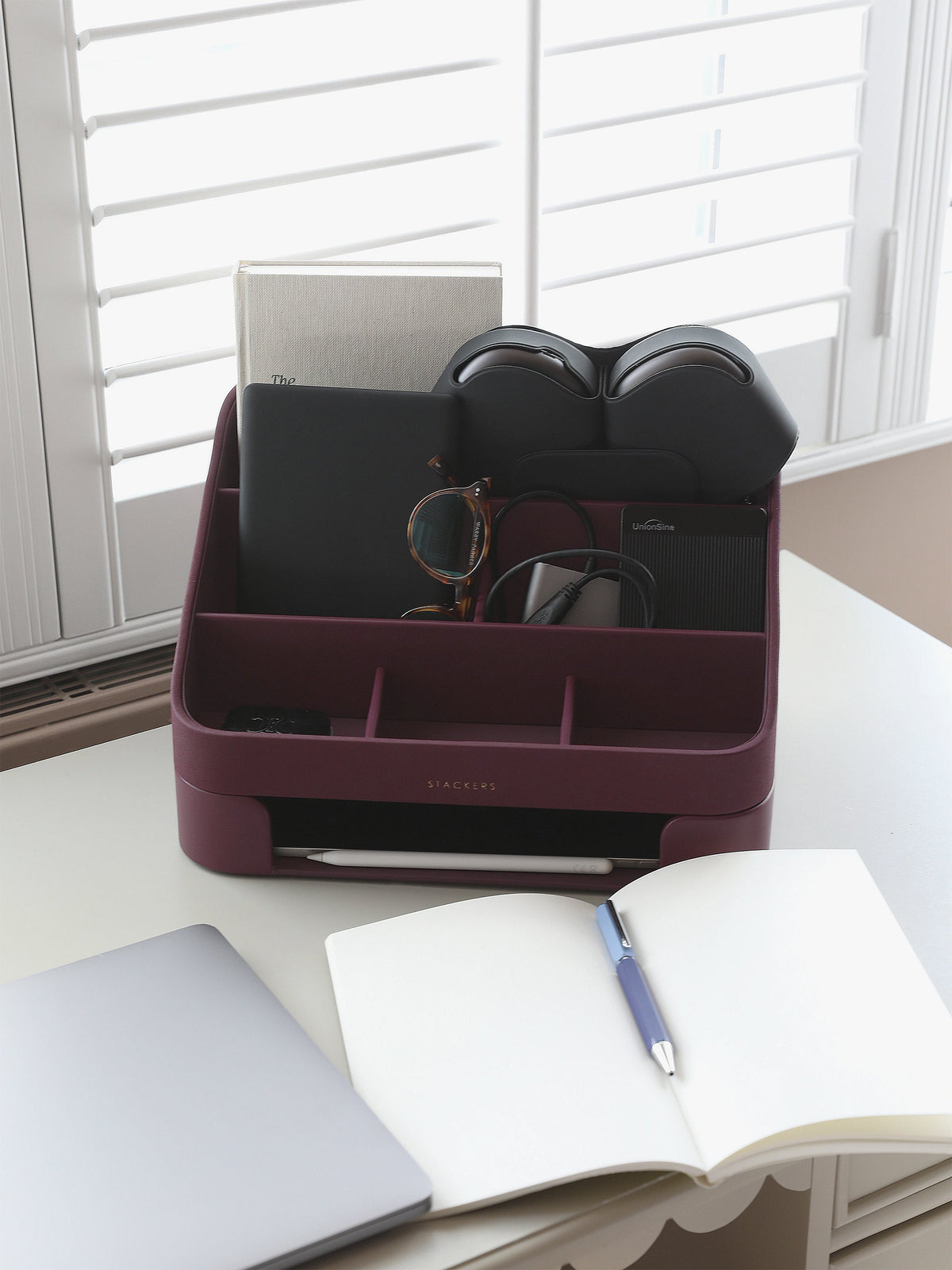 Stackers Burgundy Desk Organiser with Tray Joanna Wood Shop