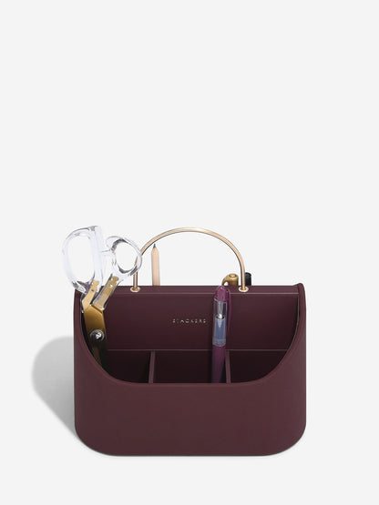 Stackers Burgundy Desk Caddy with Handle Joanna Wood Shop