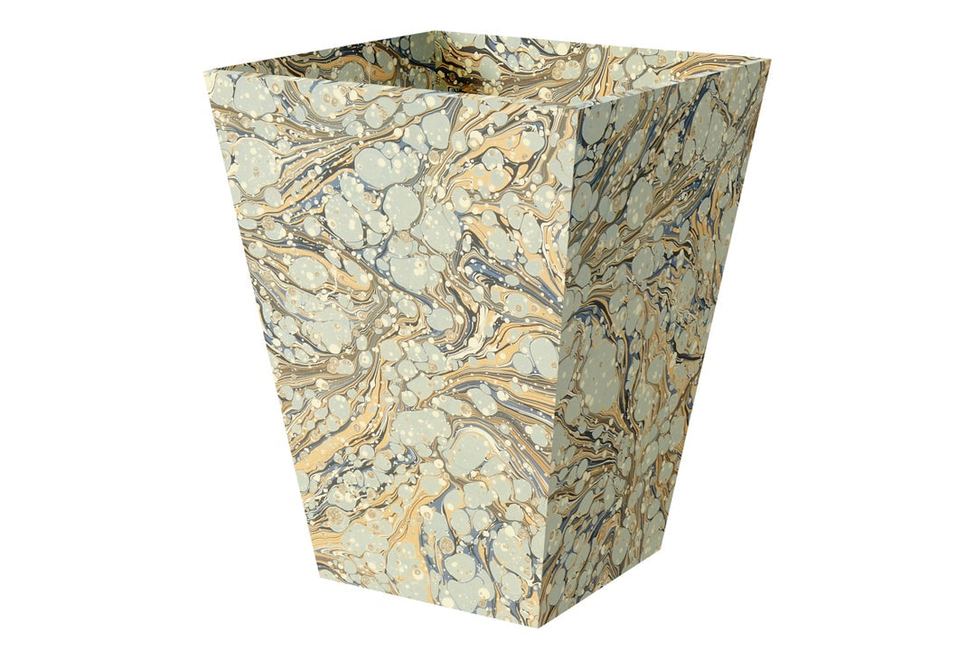 Sand and Blue Marble Paper Waste Paper Basket Joanna Wood Shop