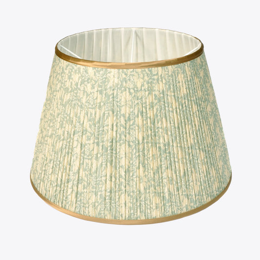Aqua Floral Pleated Lampshade with Gold Trim 40cm Not specified