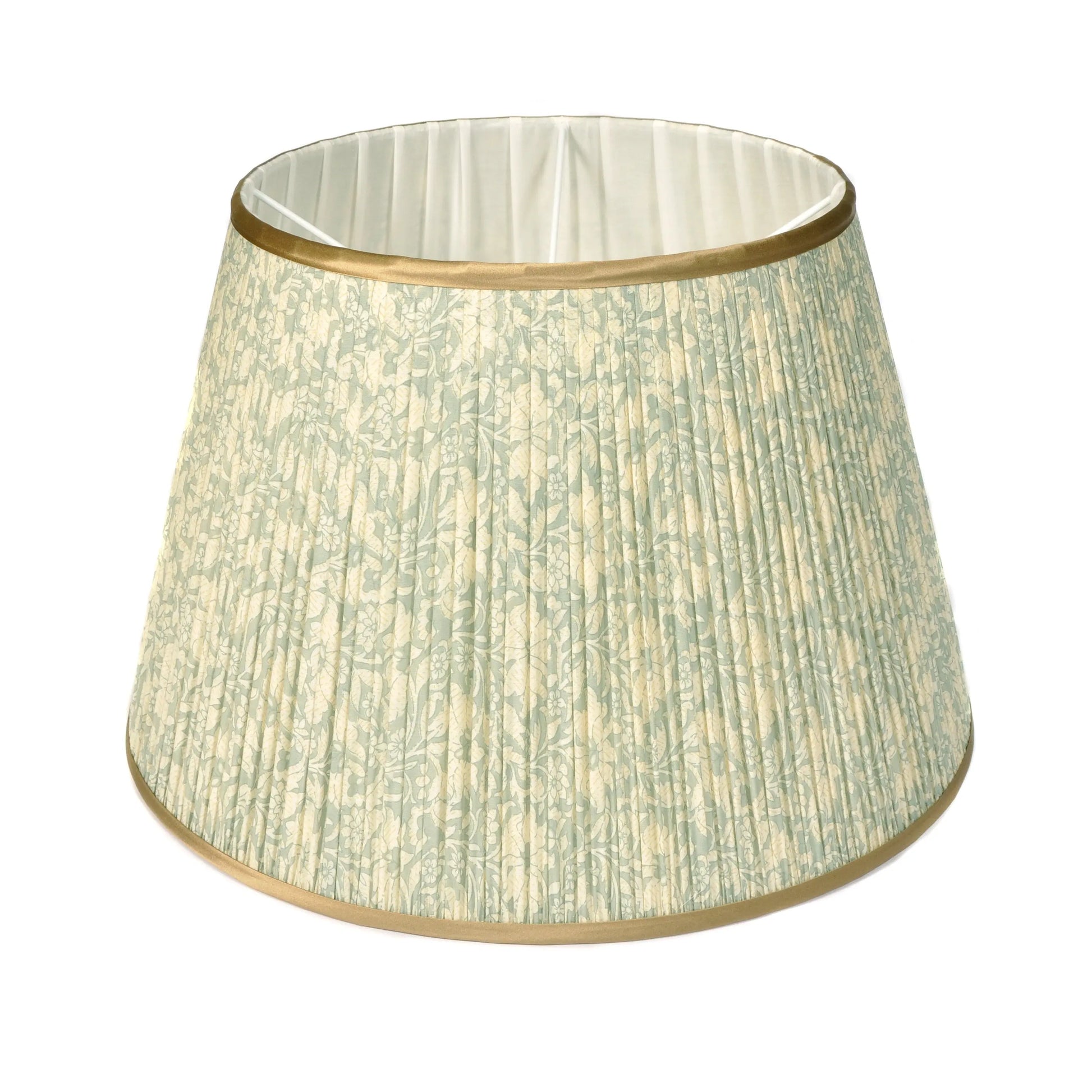 Aqua Floral Pleated Lampshade with Gold Trim 40cm Not specified