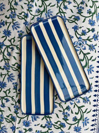 Blue Striped Porcelain Tray Not specified