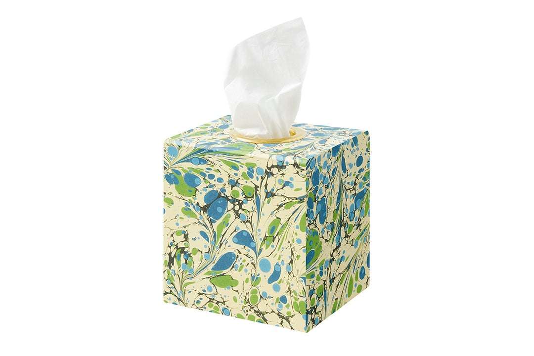 Greens and Blues Marble Paper Tissue Box Cover Joanna Wood Shop