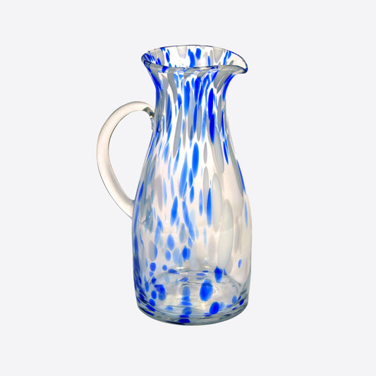 Cobalt and White Speckled Glass Jug