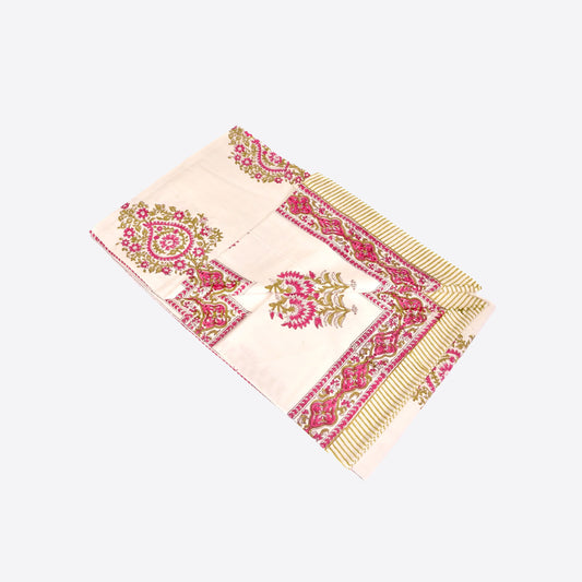 Dark Pink and Green Paisley Tablecloth Large