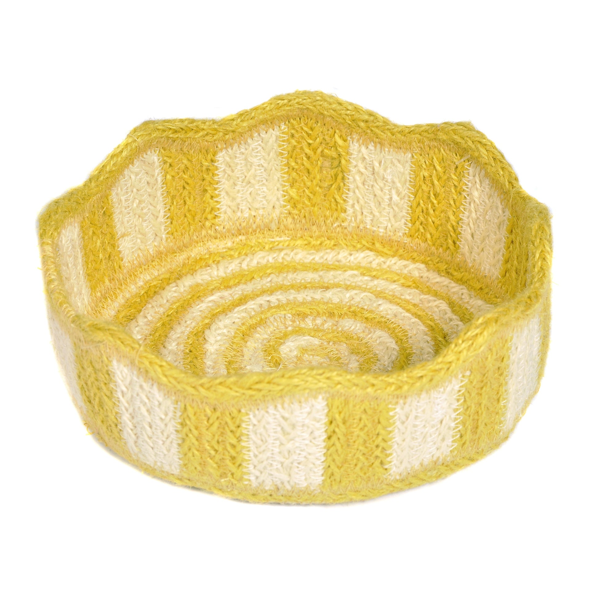 Yellow Striped Mini Basket Not specified
