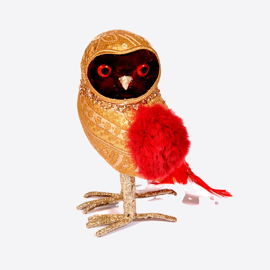 Red and Gold Fabric Owl Not specified