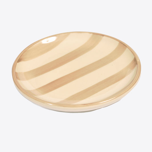 Taupe Striped Porcelain Mini Plate Not specified