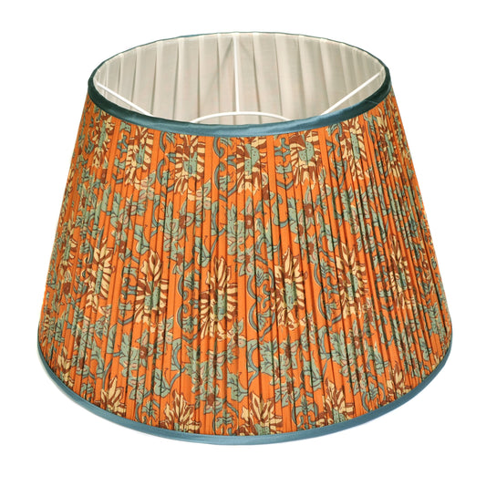 Orange and Teal Floral Pleated Lampshade 45cm Not specified