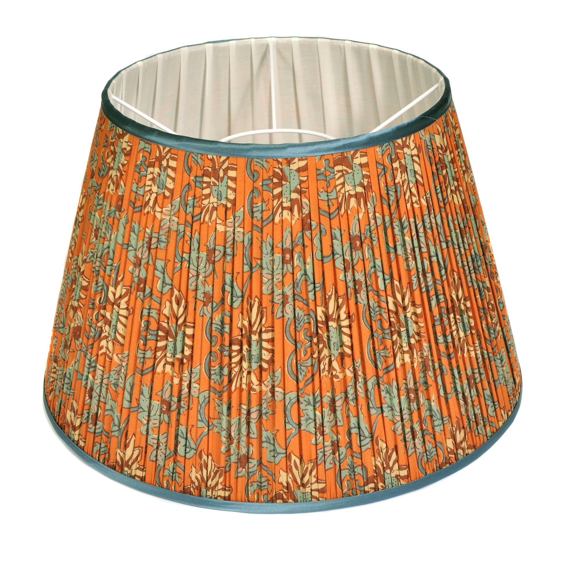 Orange and Teal Floral Pleated Shade 40cm Not specified