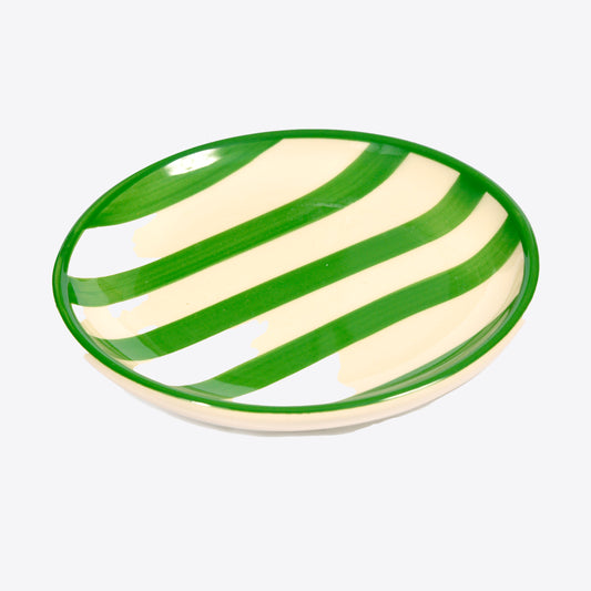 Green Striped Porcelain Mini Plate Not specified