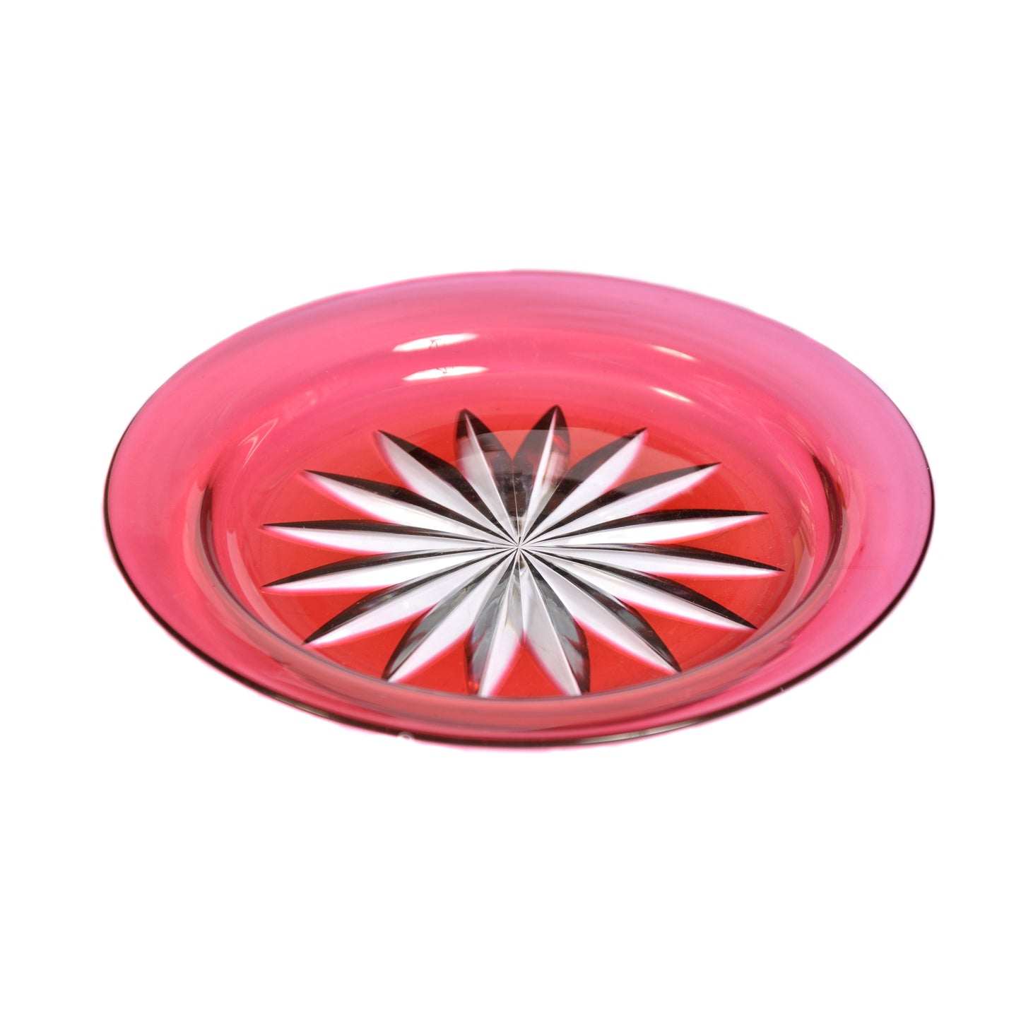 Vintage Cranberry Cut Glass Side Plate Not specified