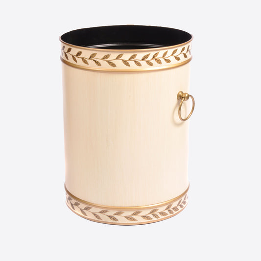 Cream and Gold Waste Paper Basket