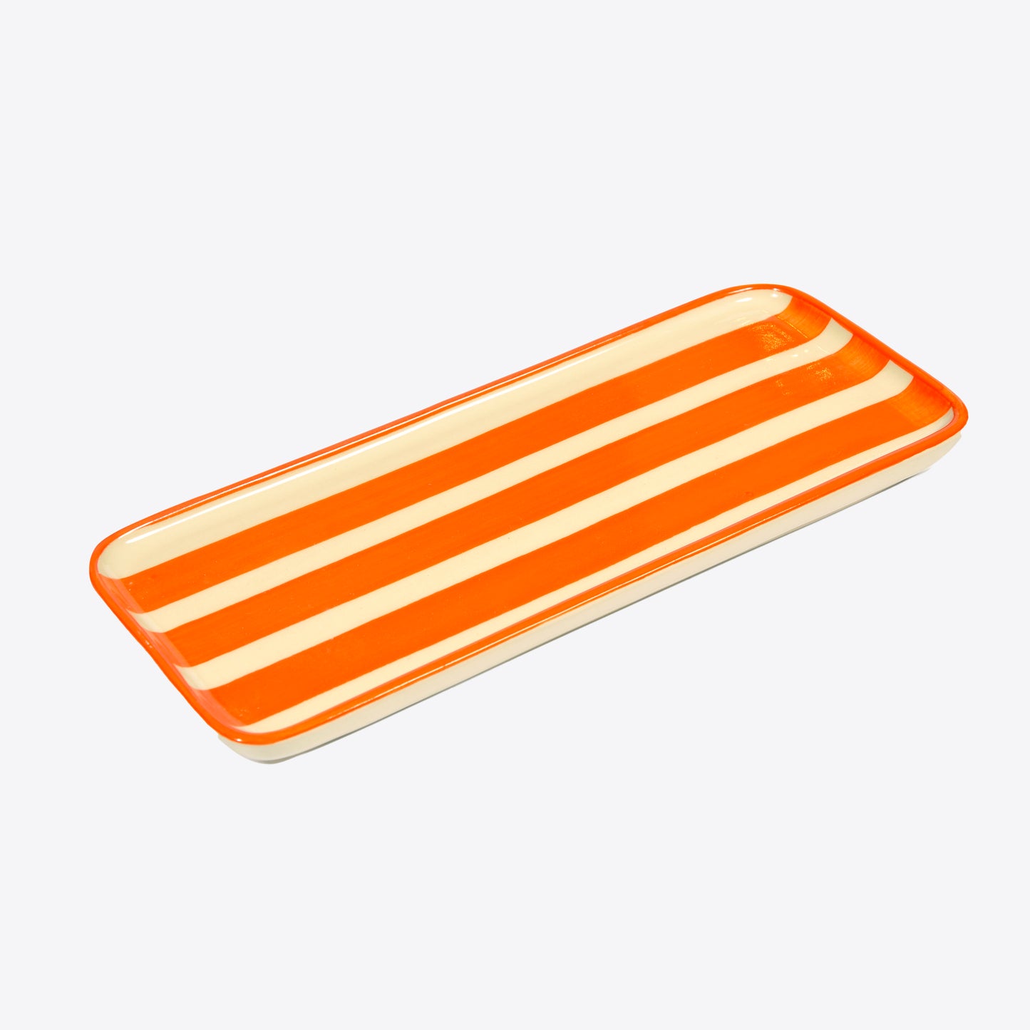 Orange Striped Porcelain Tray Not specified