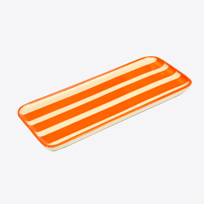Orange Striped Porcelain Tray Not specified