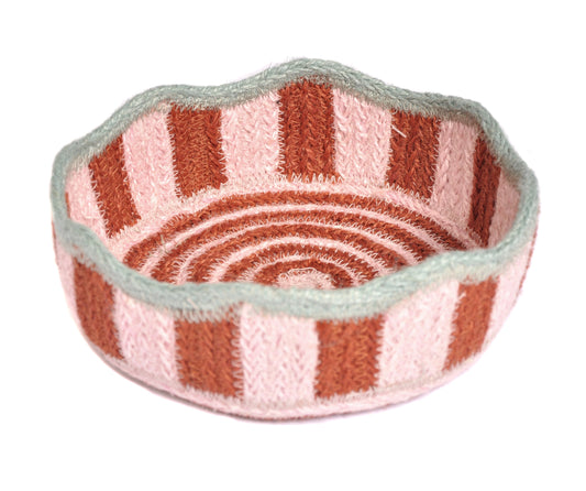 Pink and Red Striped Mini Basket Not specified