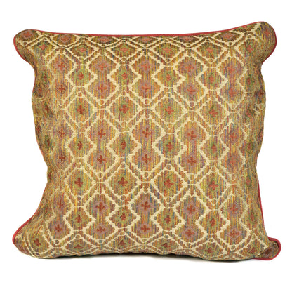 Pink Strie Cushion with Chenille Cross Decoration and Silk Striped Back Square Joanna Wood Shop