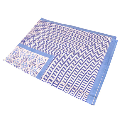 Mixed Blues and Zig Zag Floral Cotton Tablecloth Small Joanna Wood Shop