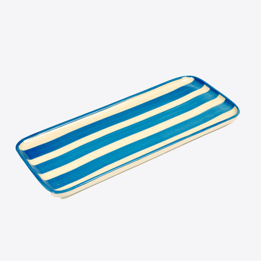 Blue Striped Porcelain Tray Not specified