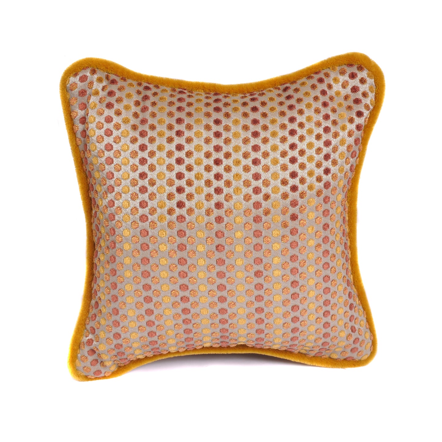 Ochre and Orange Chenille Dot Cushion Not specified