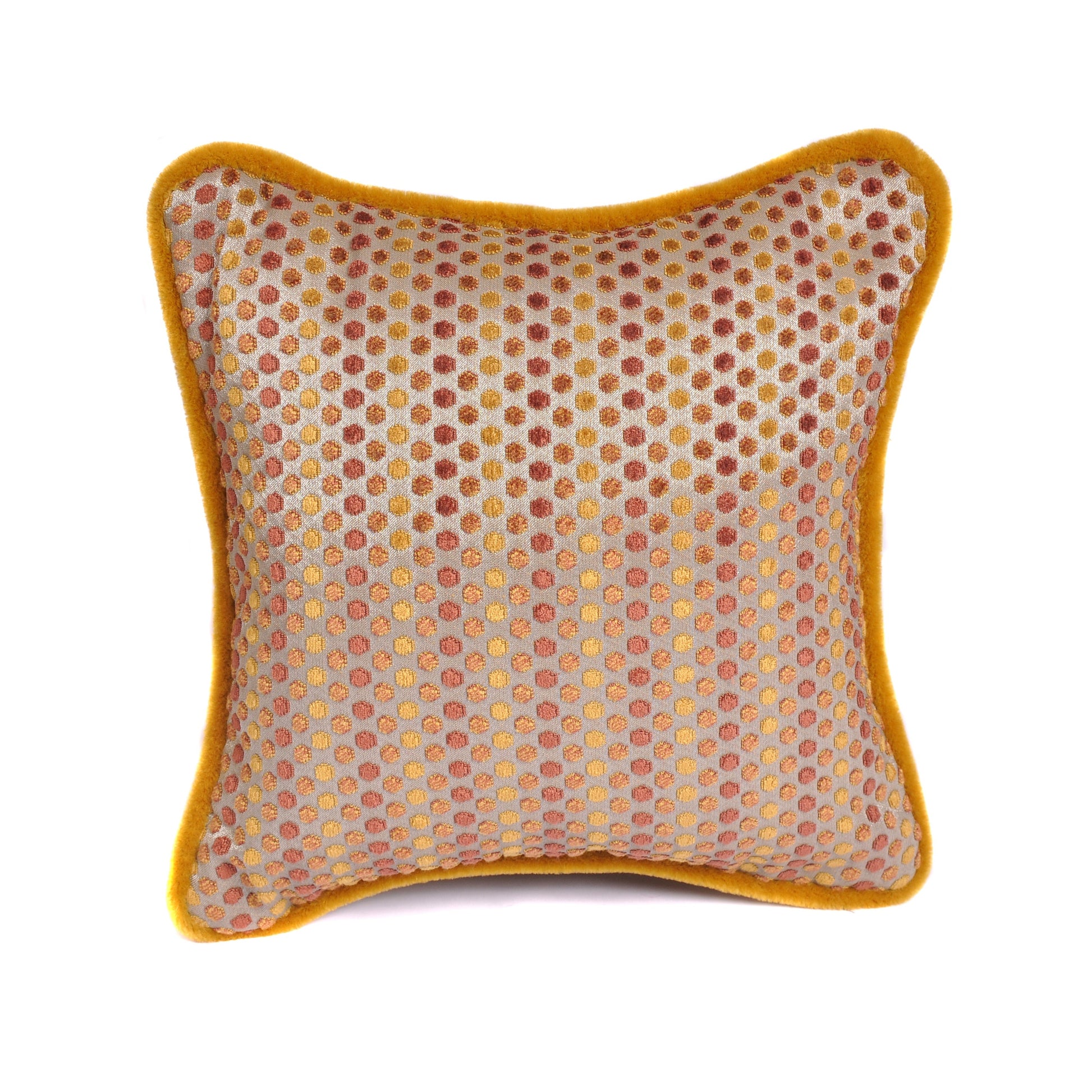 Ochre and Orange Chenille Dot Cushion Not specified