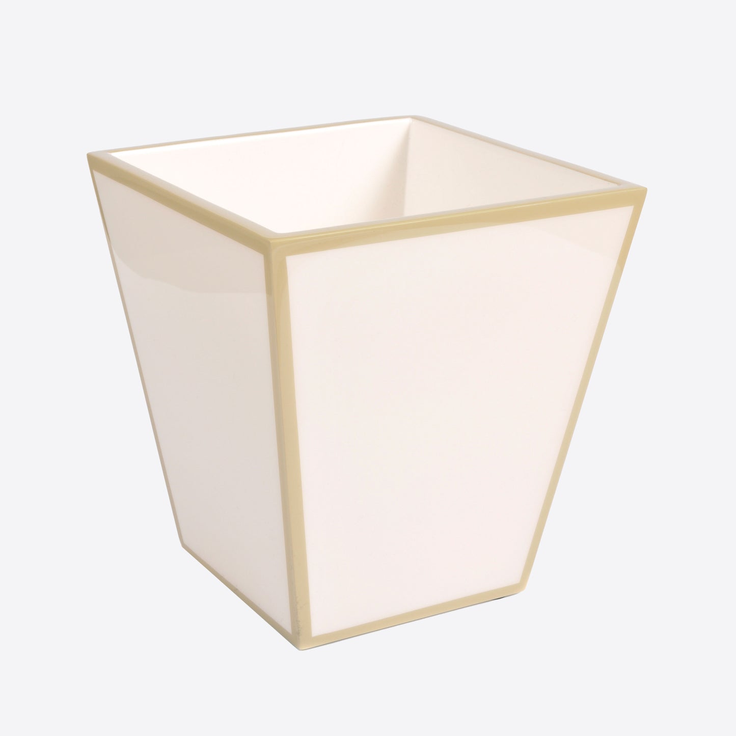 Lacquer Waste Bin White and Taupe Joanna Wood Shop