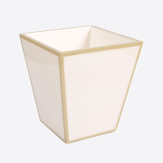 Lacquer Waste Bin White and Taupe