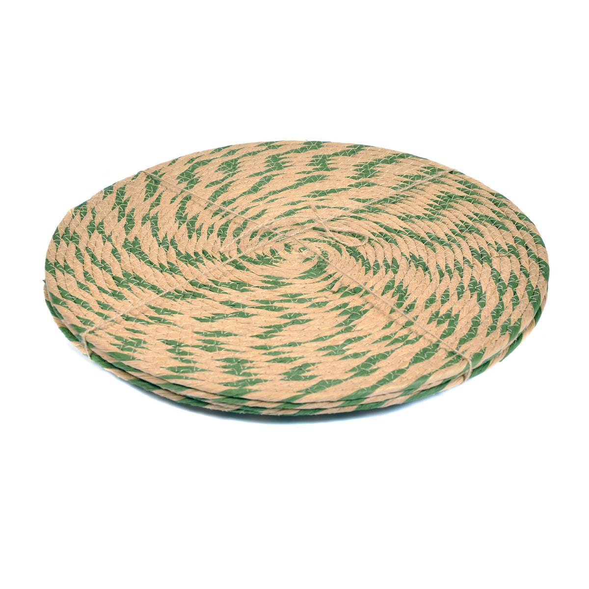 Set of 4 Green and Natural Placemats Not specified