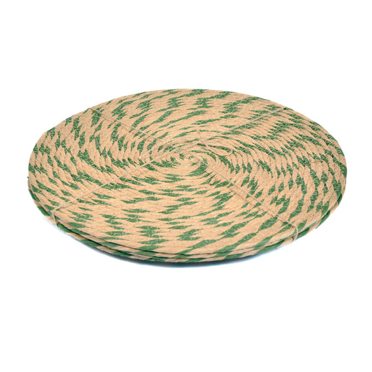Set of 4 Green and Natural Placemats Not specified