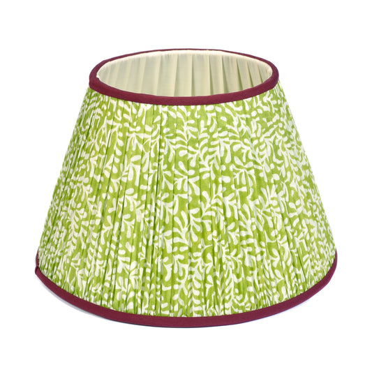 Green Pleated Lampshade with Red Trim Not specified