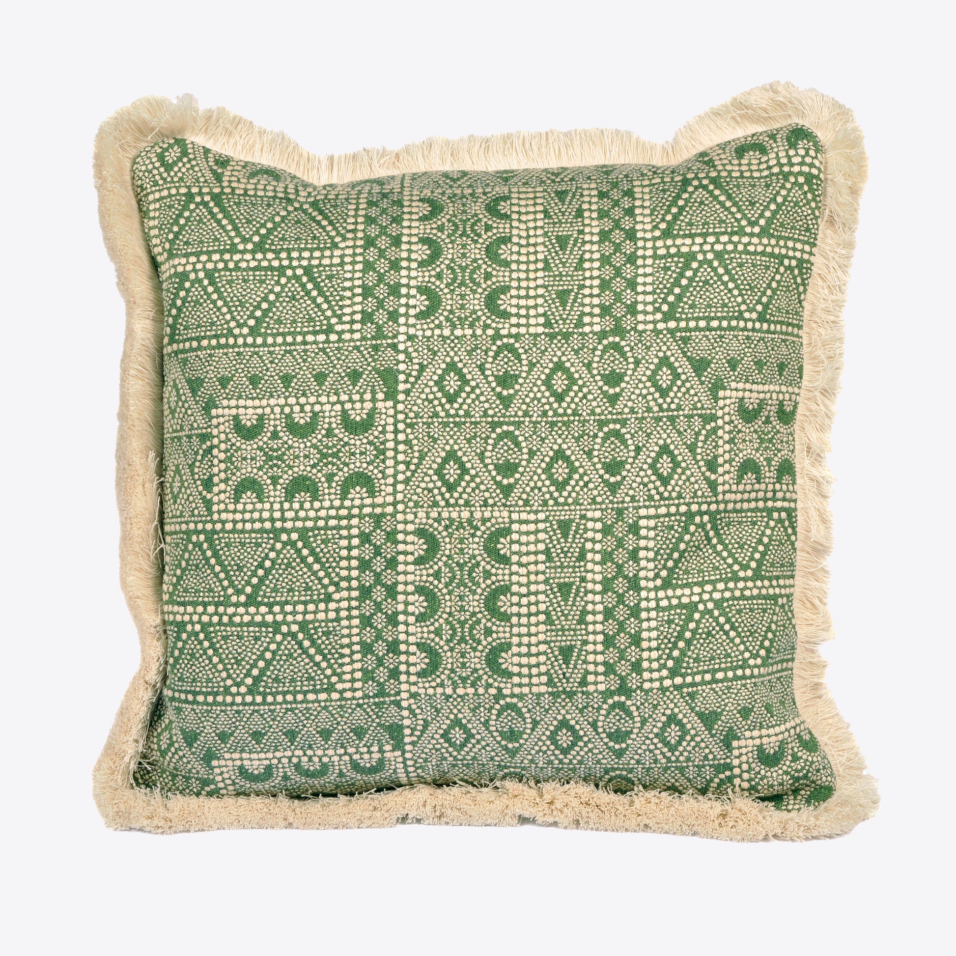 Batik Fabric Cushion with Fringe Trim Not specified