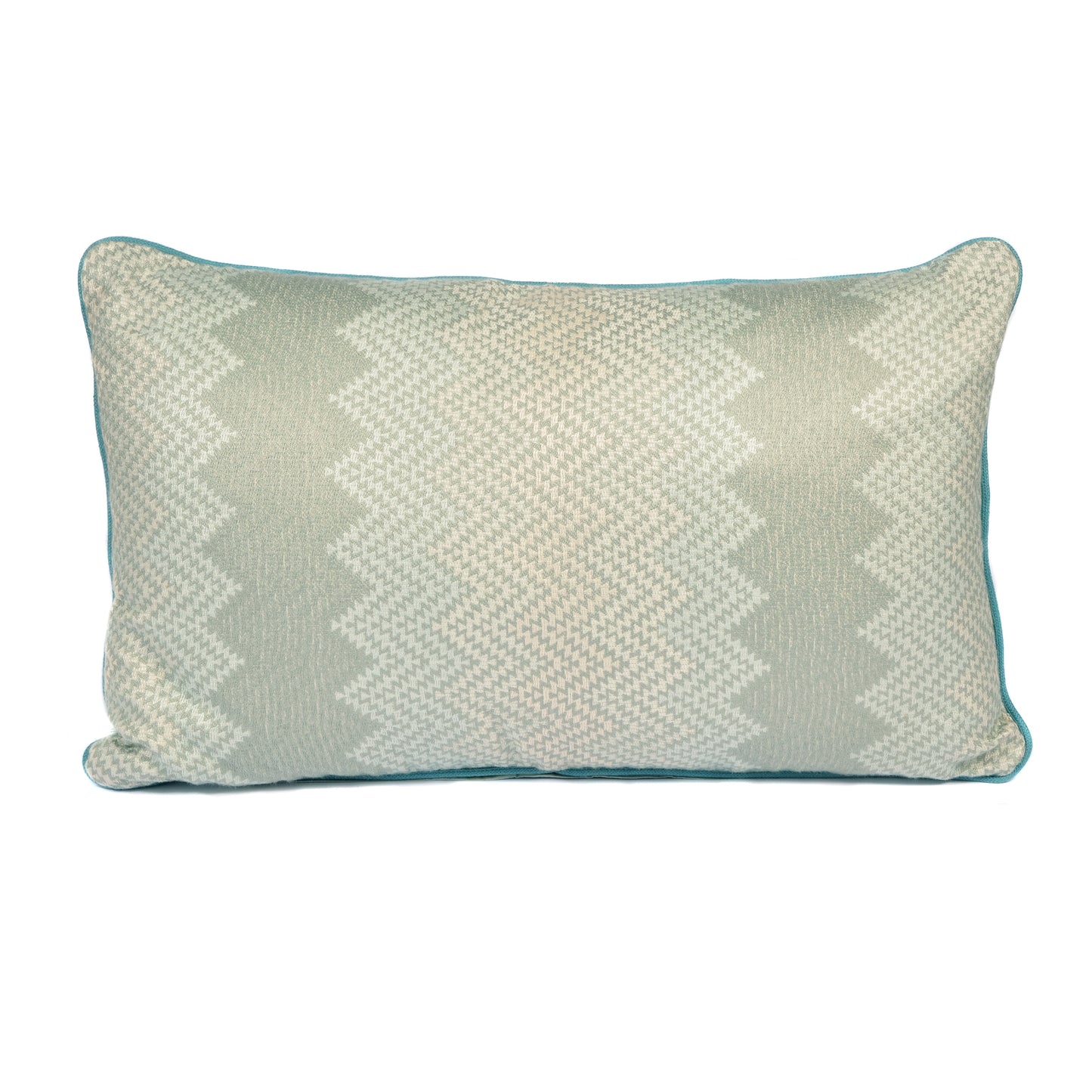 Aqua Zigzag Cushion with Silk Stripe Back Not specified