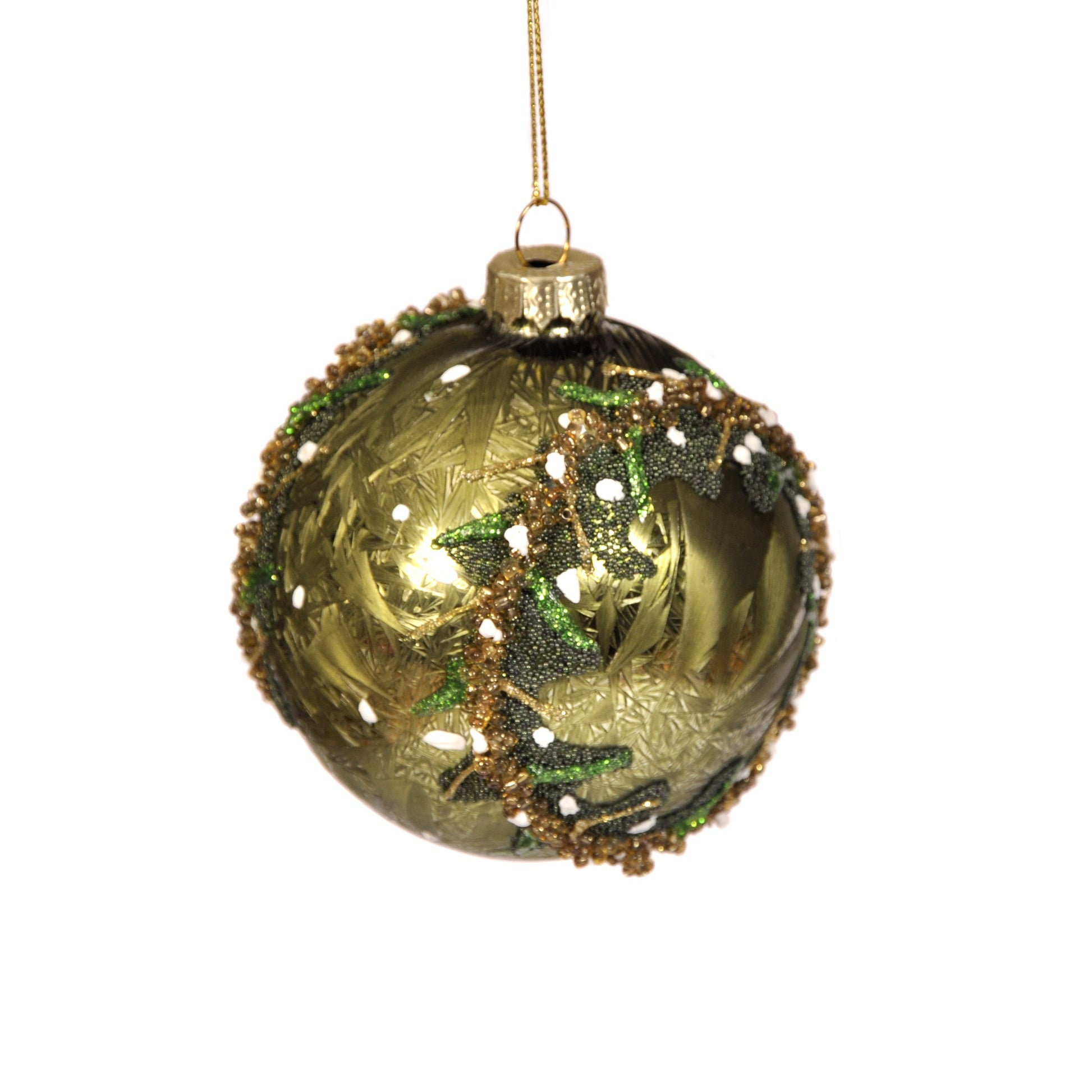 Green Bauble with Beaded Wreath Not specified