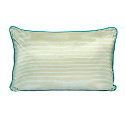 Aqua Zigzag Cushion with Silk Stripe Back Joanna Wood Shop