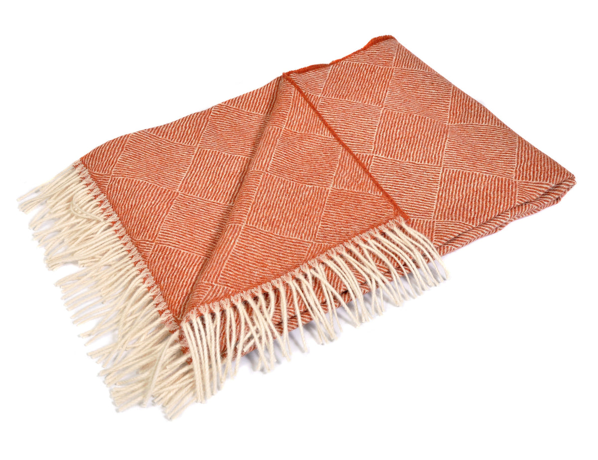 Deep Orange Diamonds Baby Alpaca Throw Not specified