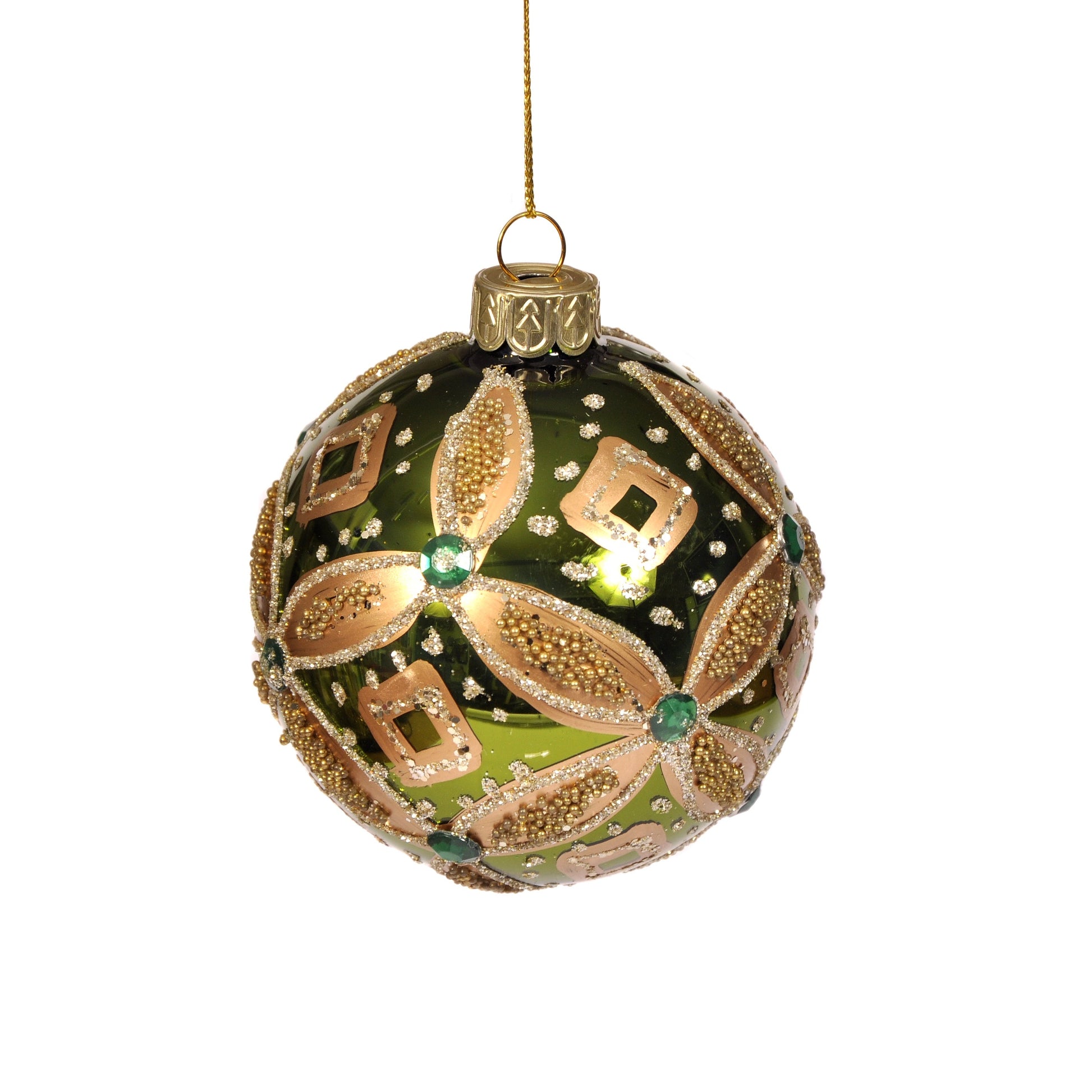 Green and Gold Trellis Bauble Not specified