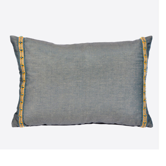 Blue Silk Cushion with Gold Braid Trim Not specified